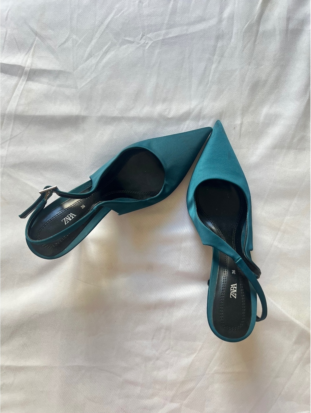 Zara Teal Pointed Toe Heels